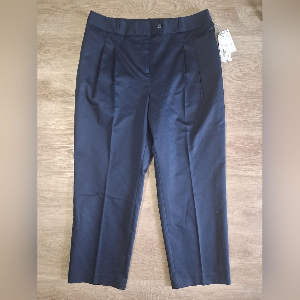 Liz Claiborne Women's Ponte Trousers Pleated Classic Navy Blue Pant NEW